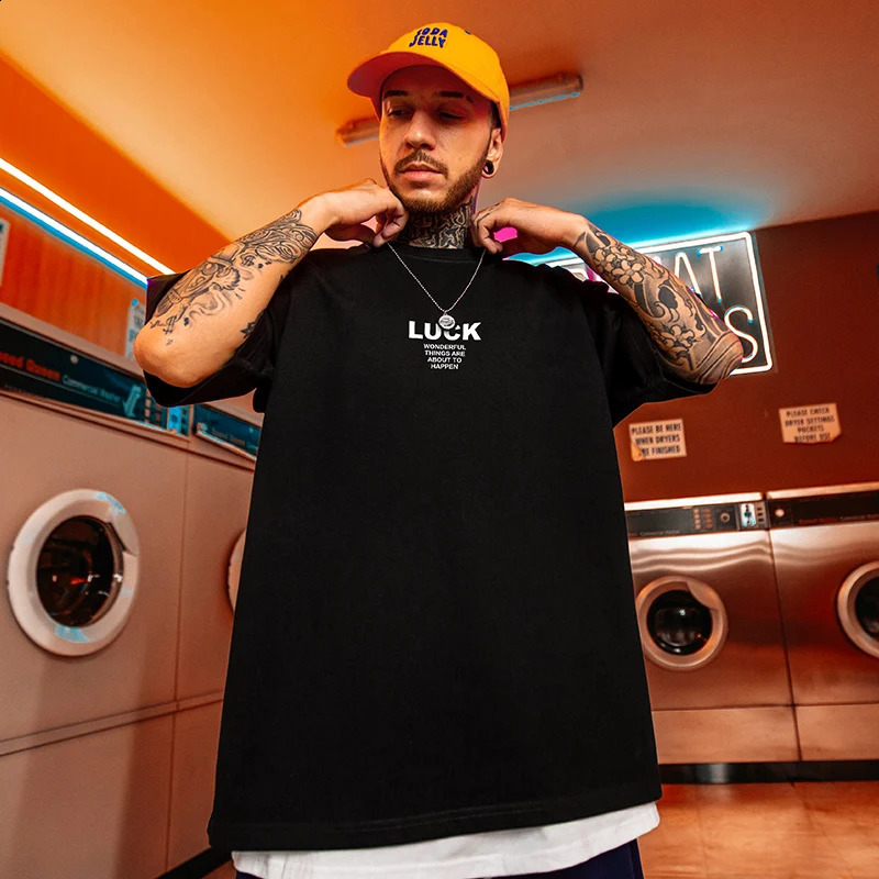 Summer LUCK 7 mens printed Tshirt Y2K streetwear oversized letter hiphop fashion 240822