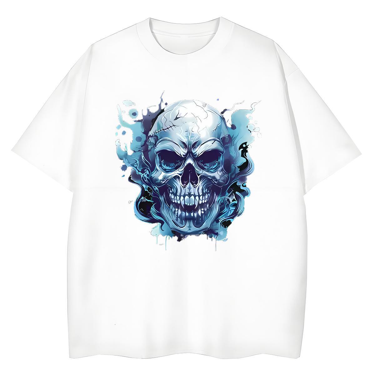 Brand T Shirts Women 230g Pure Cotton Breathable Soft Home Outdoor skull Unisex Tshirts Designer Customized Print Tees
