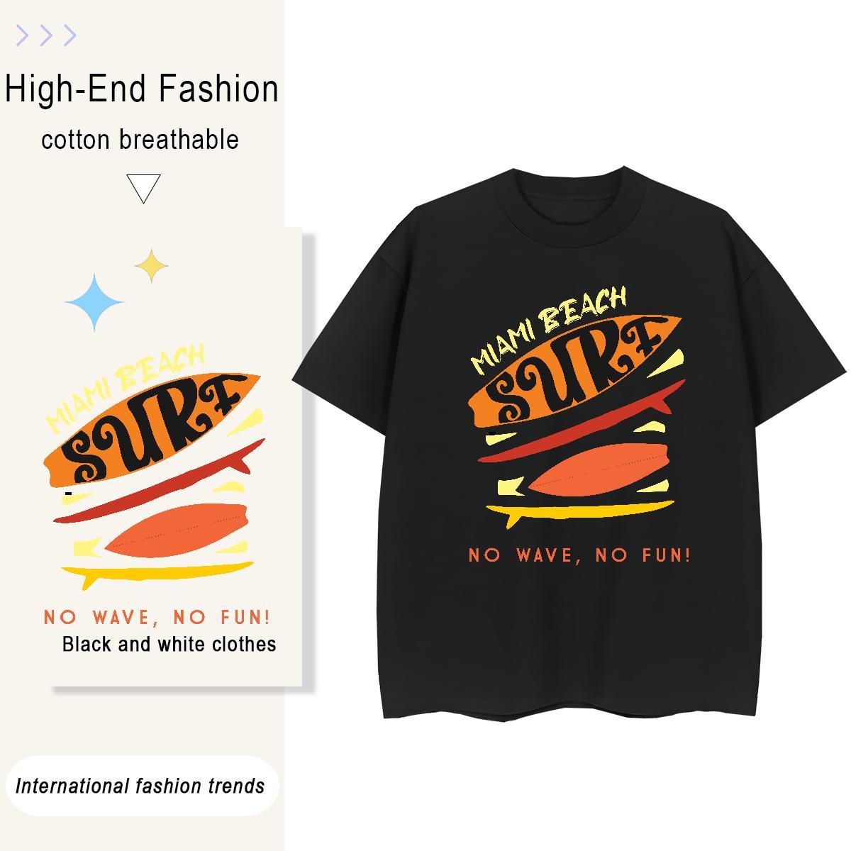 Popular Women Tees 230g Pure Cotton sea Casual T shirt Breathable Crew Neck Anime Tops Shirt
