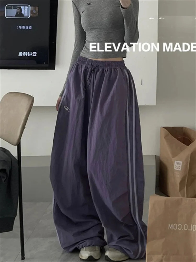 QWEEK Y2K Striped Jogger Pants Women Korean Fashion Vintage Baggy Sweatpants Oversized Kpop Style Harajuku Basic Track Trousers 240821