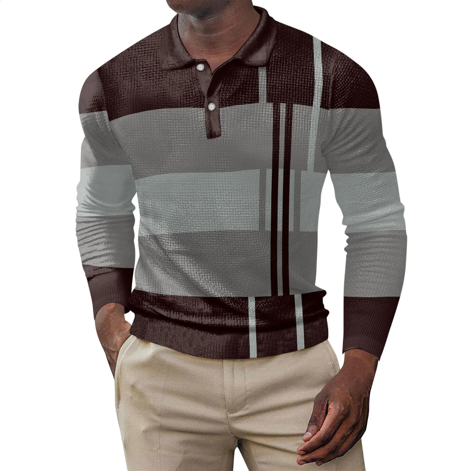 European and American large size 2024 Polo shirt mens business casual lapel breathable long-sleeved shirt S-3XXL 240821