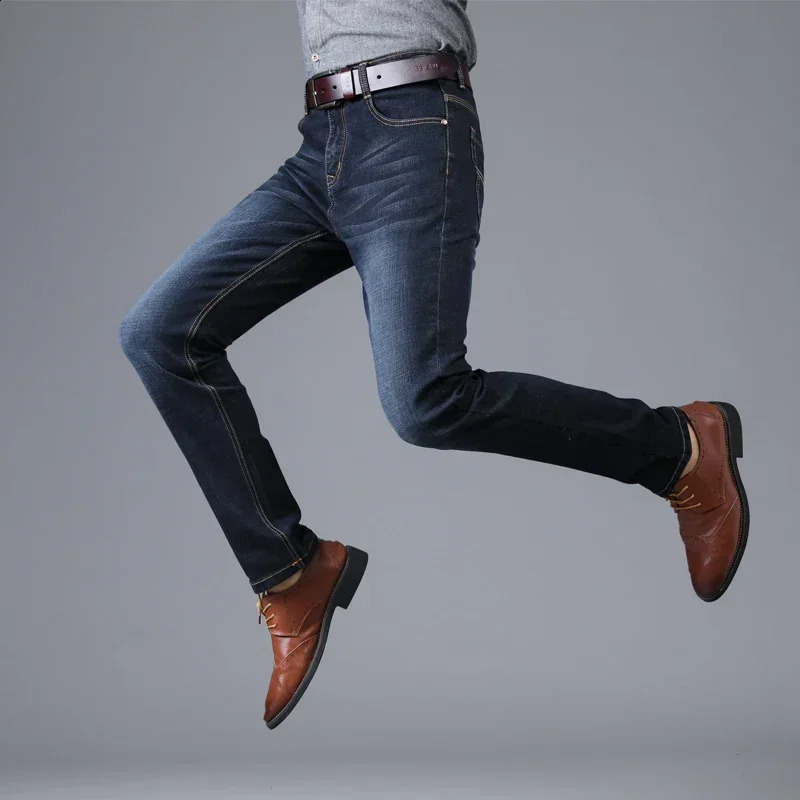 Mens Straight and Versatile Long Jeans Stretch Style Mens Jeans Loose Fitting Straight Tube Middle-AG Autumn Winter 240822