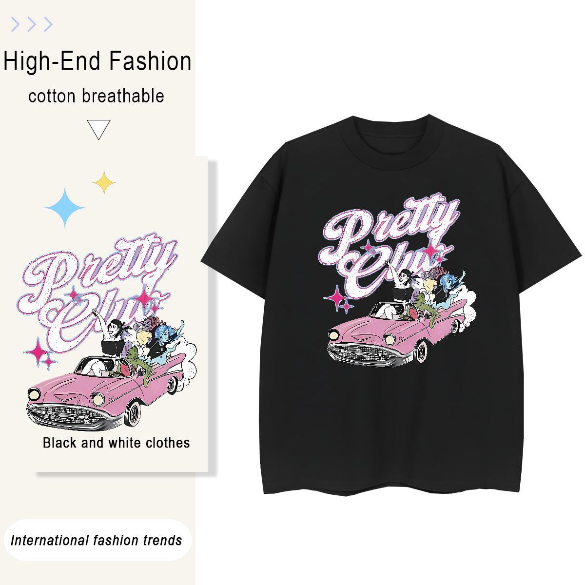 2024 DIY T Shirt For Woman 230g Pure Cotton Breathable Crew Neck Outdoor car Women Tees Lady Custom Cartoon Clothings