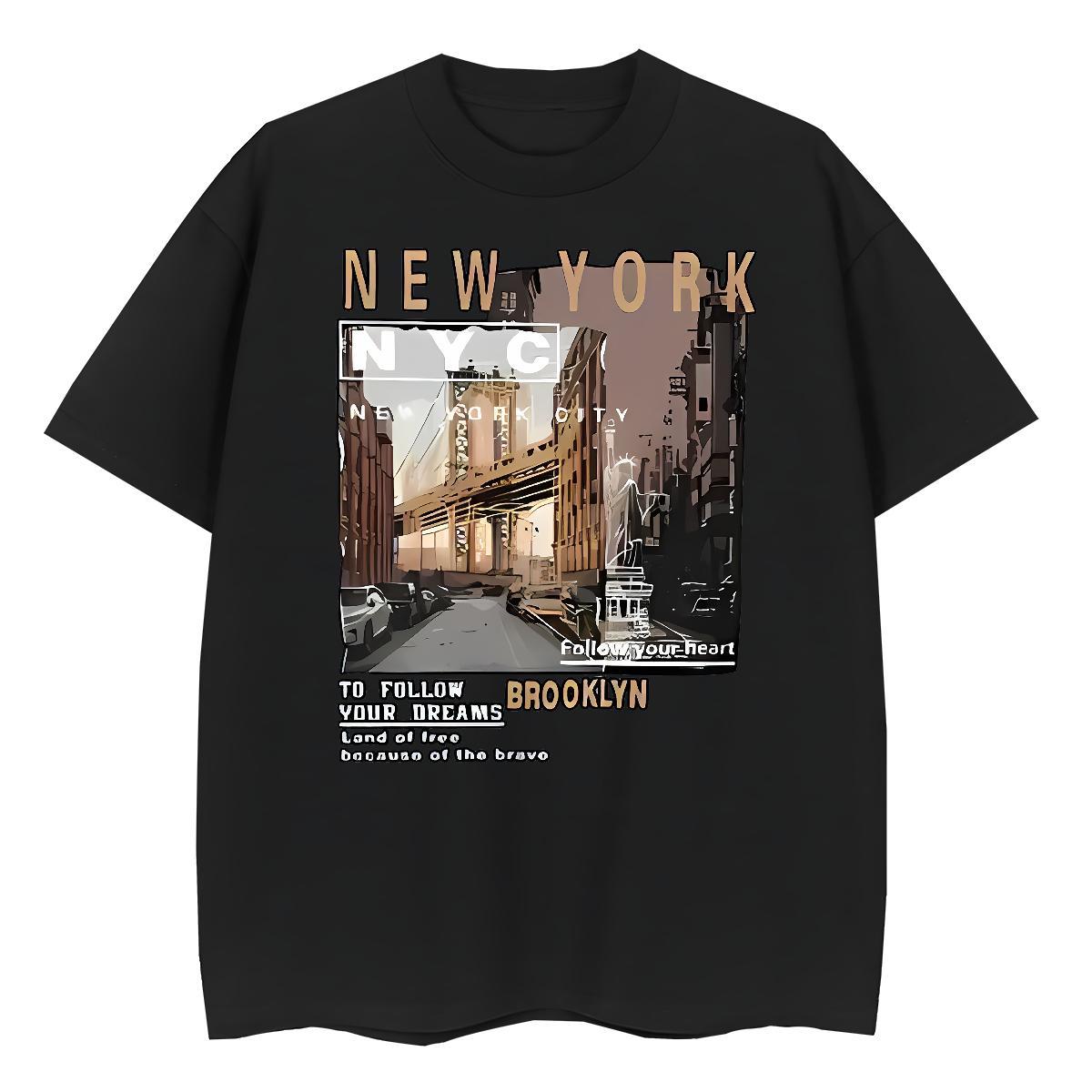 Designer Men Tops Tees Summer Casual 230g Cotton DIY Printed O-Neck Short Sleeve New York Mens T Shirts Fashion Tees Shirts