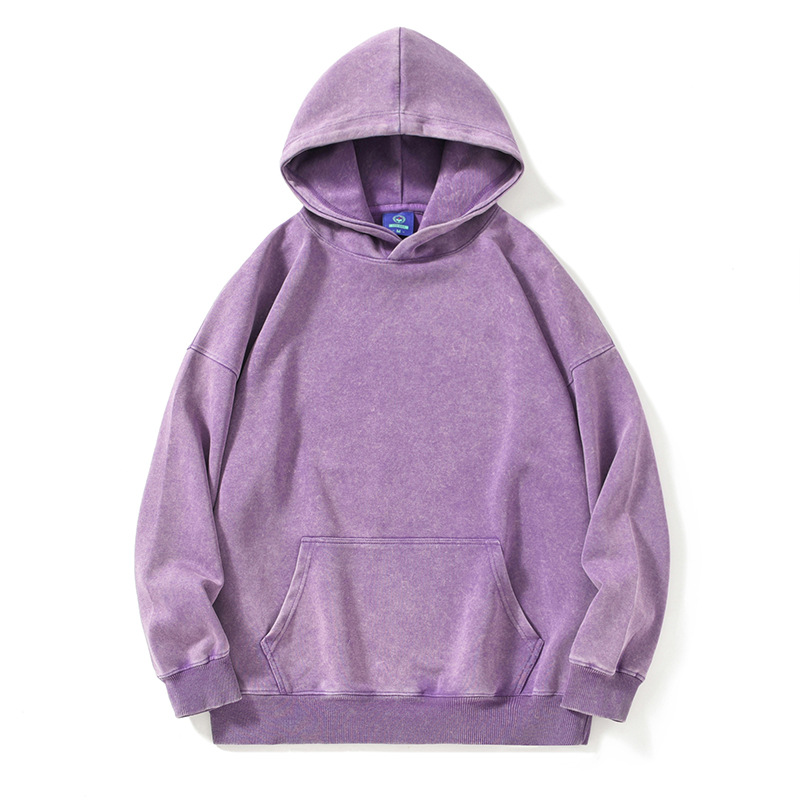 Men's Hoodies Batik washed vintage 350g combed cotton composite milk silk hooded sweatshirt
