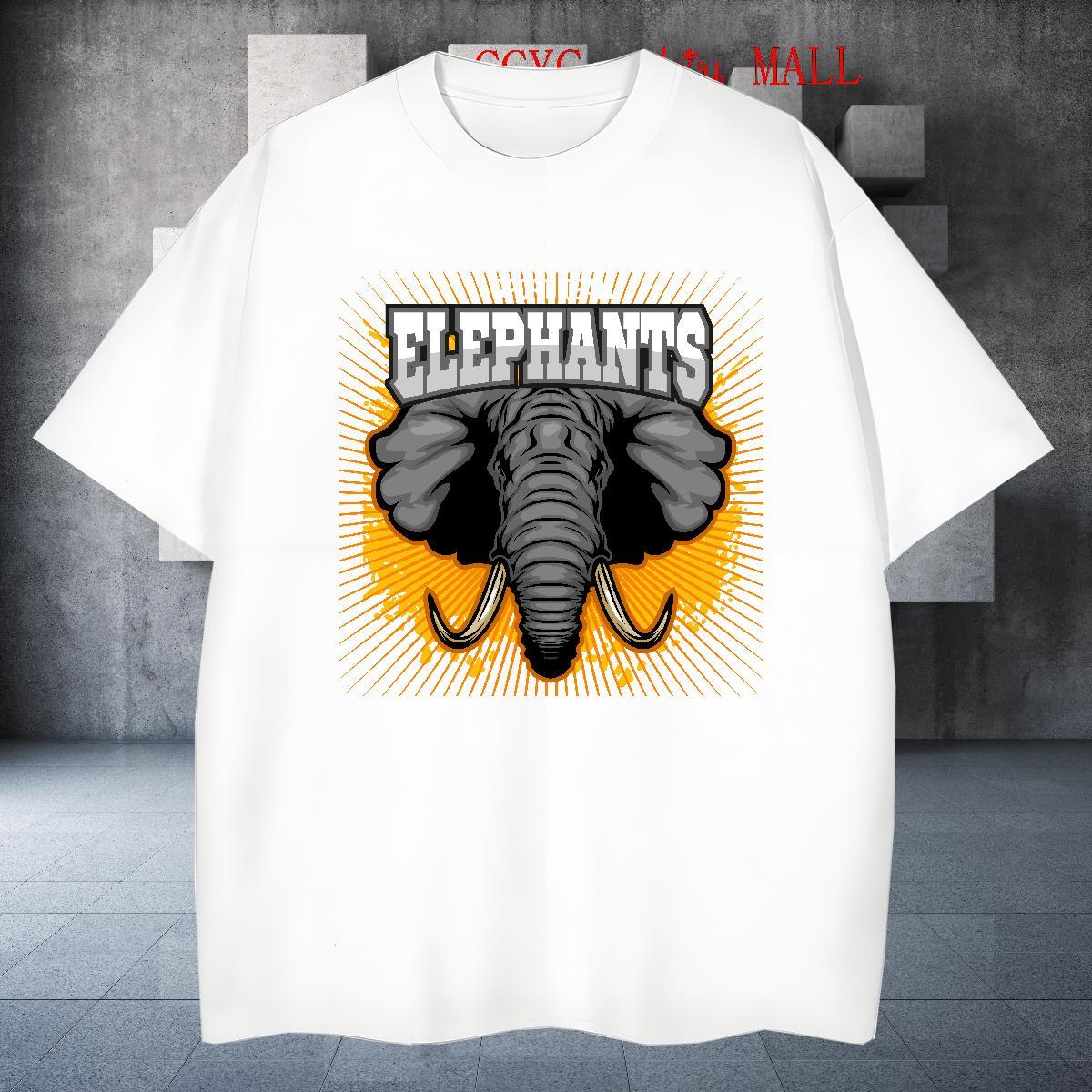 Loose Fit elephant T-Shirts for Men Street Wear Tshirt for Man Woman 100% Cotton 230g Classic Breathable Crew Neck Oversized 4XL Top Tees