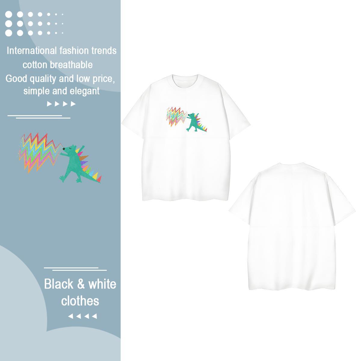 TOP Quality T shirt Breathable Short Sleeve 100% Cotton 230g Woman Tshirt Customized Print dinosaur Daily Wear Female Tees