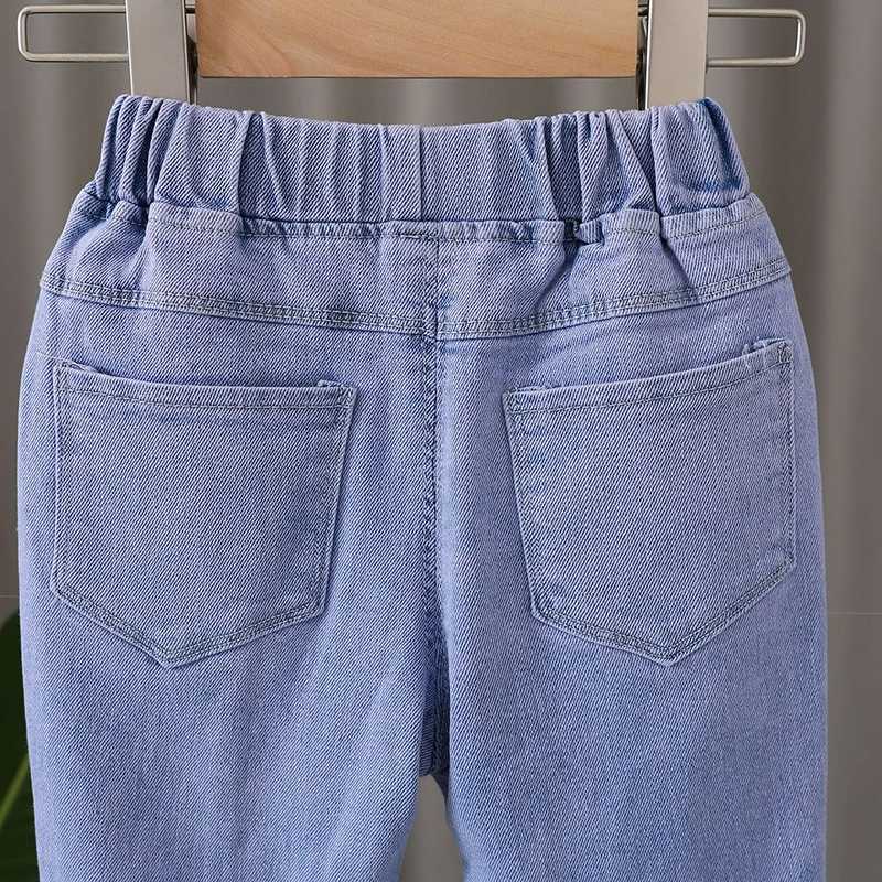 Girls Bowknot Split Pearl Jeans Childrens Flared Jeans 2-6 Years Old Childrens Slim Jeans W241227