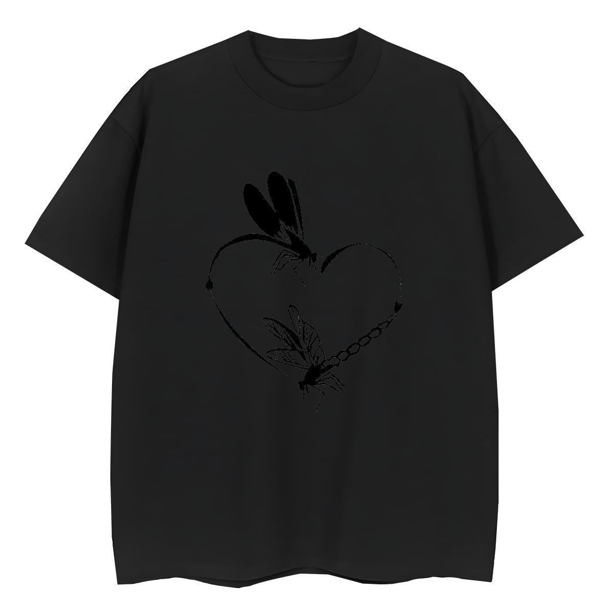 2024 T shirt Short Sleeve O-Neck 230g Cotton Women Tees Cartoon Floral Printing Butterfly Sports Casual Free Shipping Tshirts