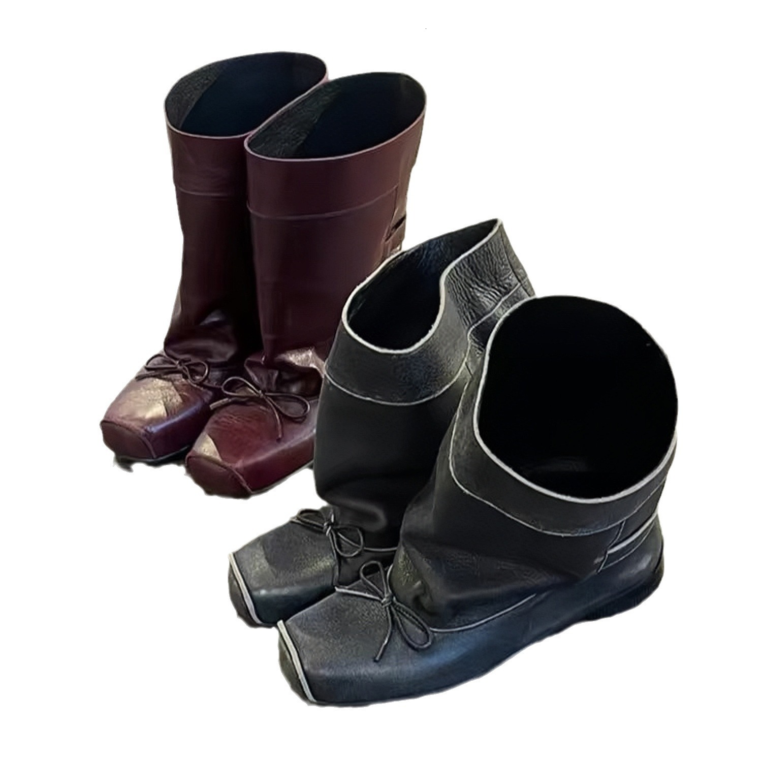 Ddmysports Cowhide Version Square Bow Wide Tube Mid For Women New Korean Long Leg Western Cowboy Boots OUTDOOR