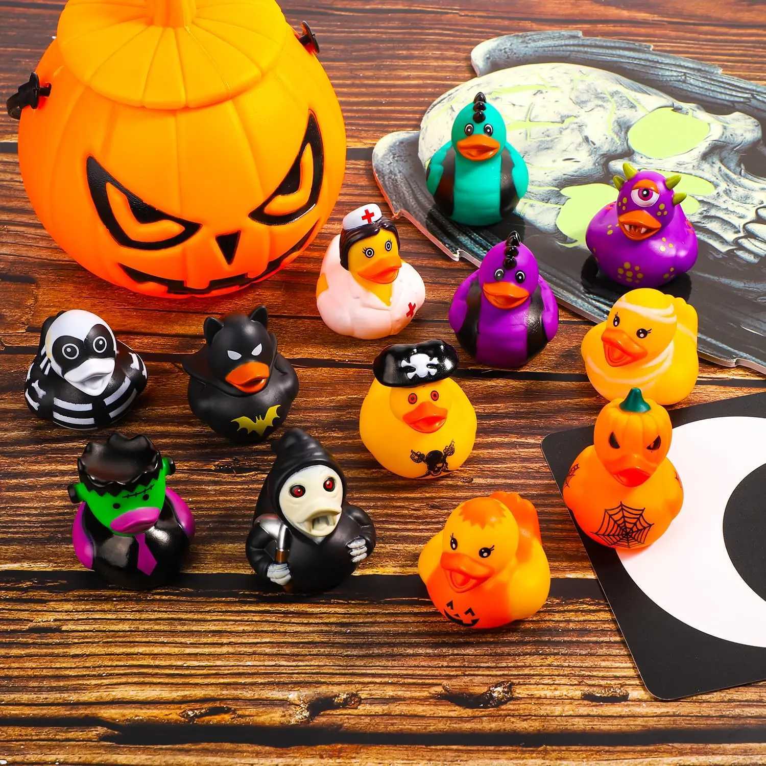 50/100pc Halloween Rubber Ducks Assorted Halloween Themed Rubber Ducks Ducky Toy Decoration for Halloween Party Favors Y240821