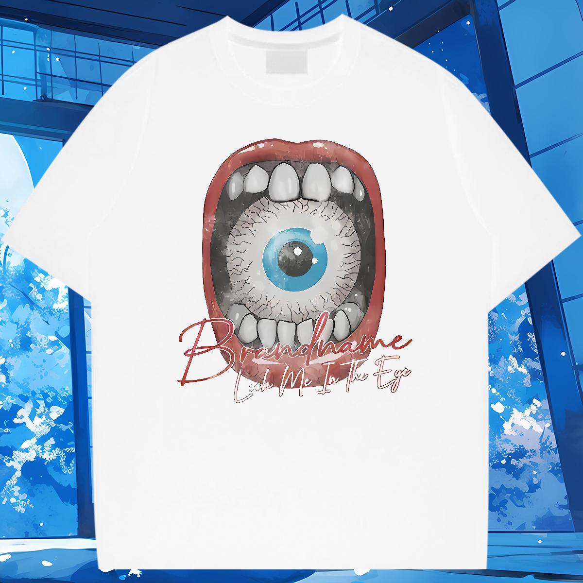 Popular eyeball T Shirts Men Home Outdoor Men Clothes T-Shirt 100% Cotton 230g 2024 Summer Breathable Black Oversized Tops