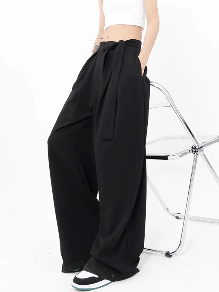 HOUZHOU Y2k Vintage Baggy Grey Suit Pants Woman Oversized Korean Fashion Japanese Style Harajuku Streetwear Trousers Summer 240821