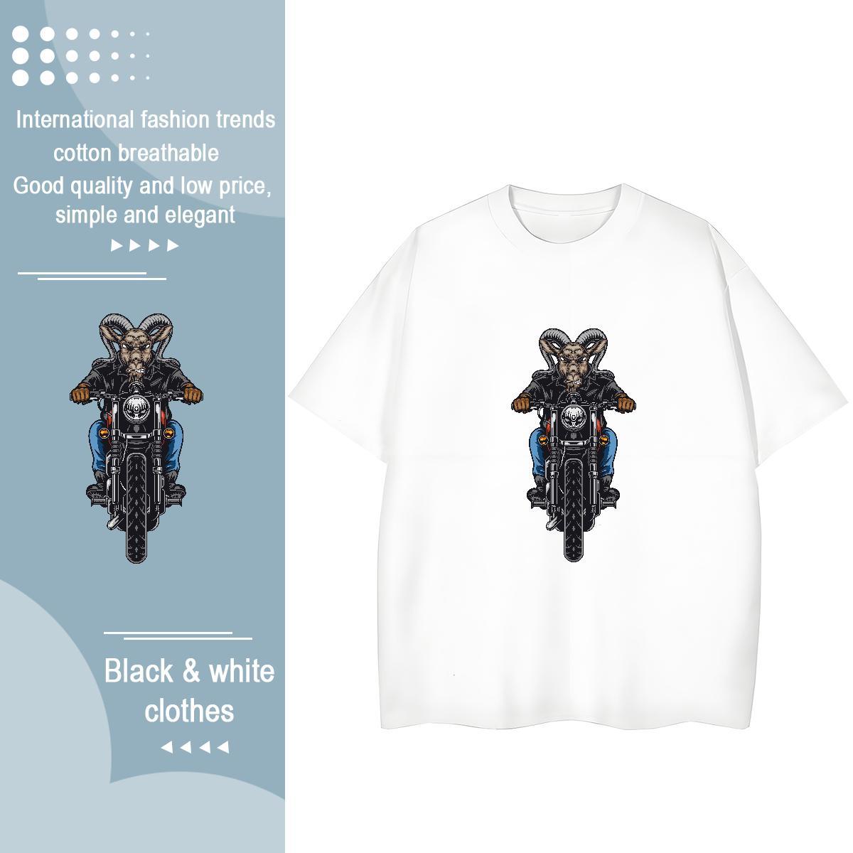2024 Designer T shirt 230g Pure Cotton Crew Neck Breathable Casual Beach Motorcycle Women Tshirts Brand Cartoon Print Tops Tees