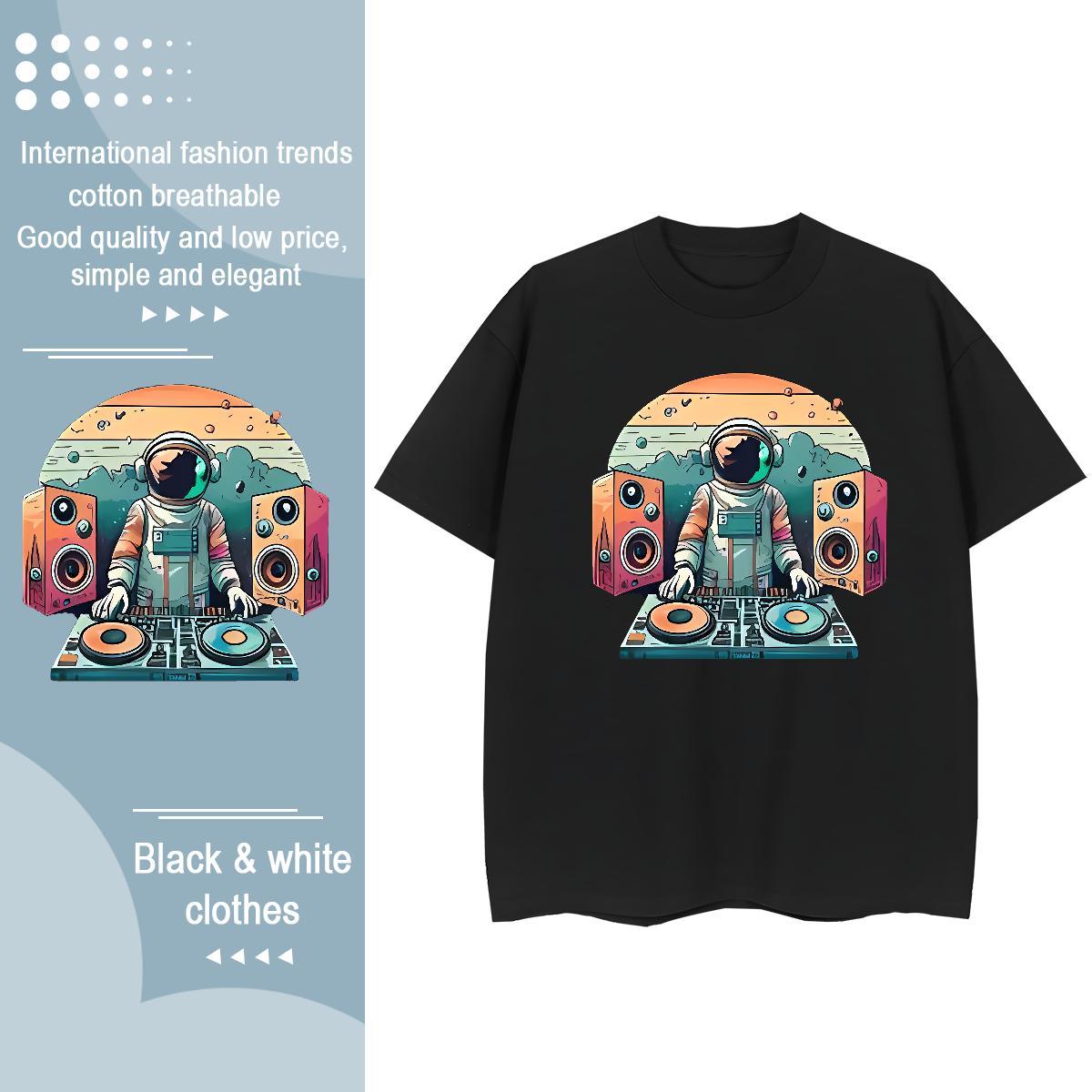 2024 T-Shirts for Women O Neck Short Sleeves 230g Cotton Unisex Tshirts Anime Print spaceman Street Casual Designer Nice Tees