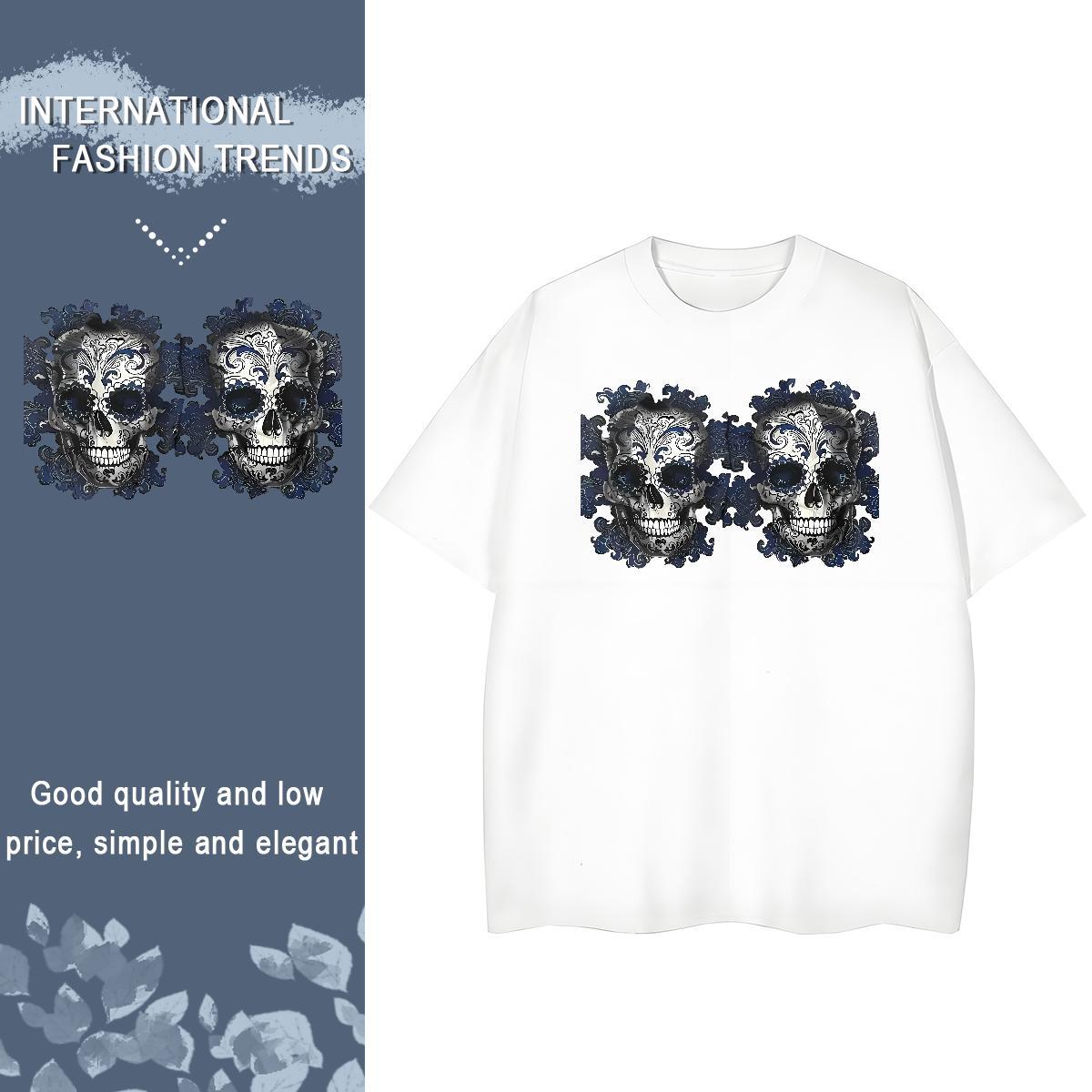 Factory Direct Womens T Shirts 230g Cotton O-Neck Short Sleeve Street Wear skull Lady T shirt Nice Oversized Tees Shirts