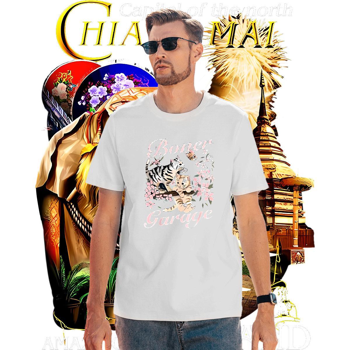 Popular Men T Shirts flower O-Neck Short Sleeve Home Outdoor Oversized 4XL 230g 100% Cotton Men Tshirts Classic Tops
