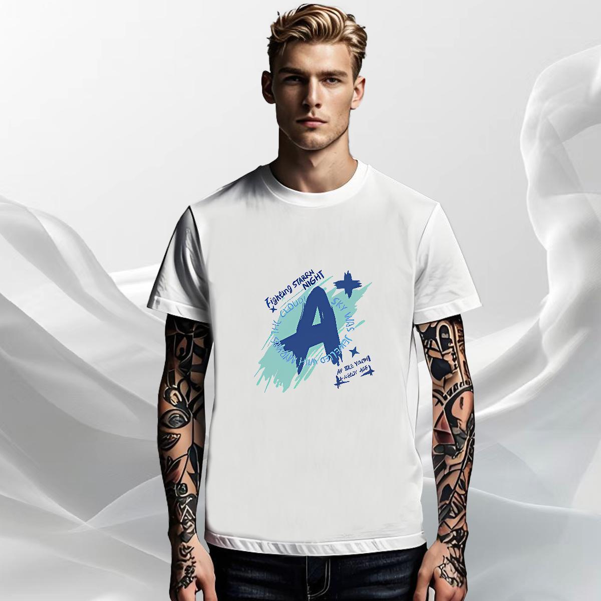 Popular Mens Tshirts Summer Casual 230g Pure Cotton Customized Breathable Crew Neck letter T Shirts Men Fashion Casual Tops Tees