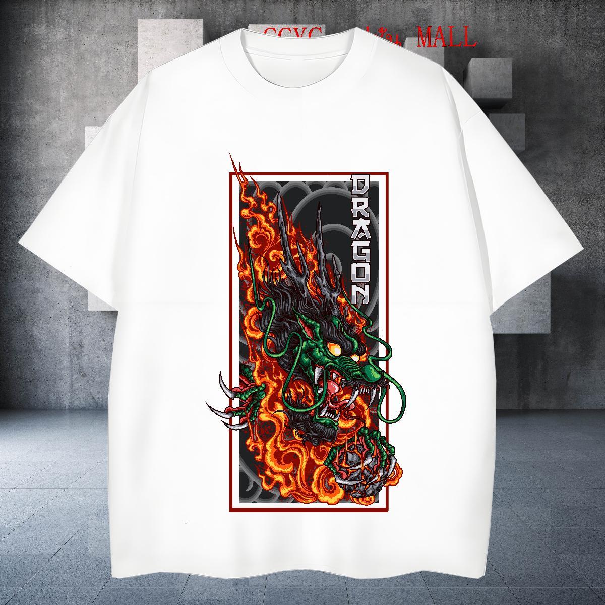 TOP Quality fire Men T Shirts Casual Beach Men Clothes T-Shirt 230g 100% Cotton Brand Breathable Soft Plus Size Custom Top Tees