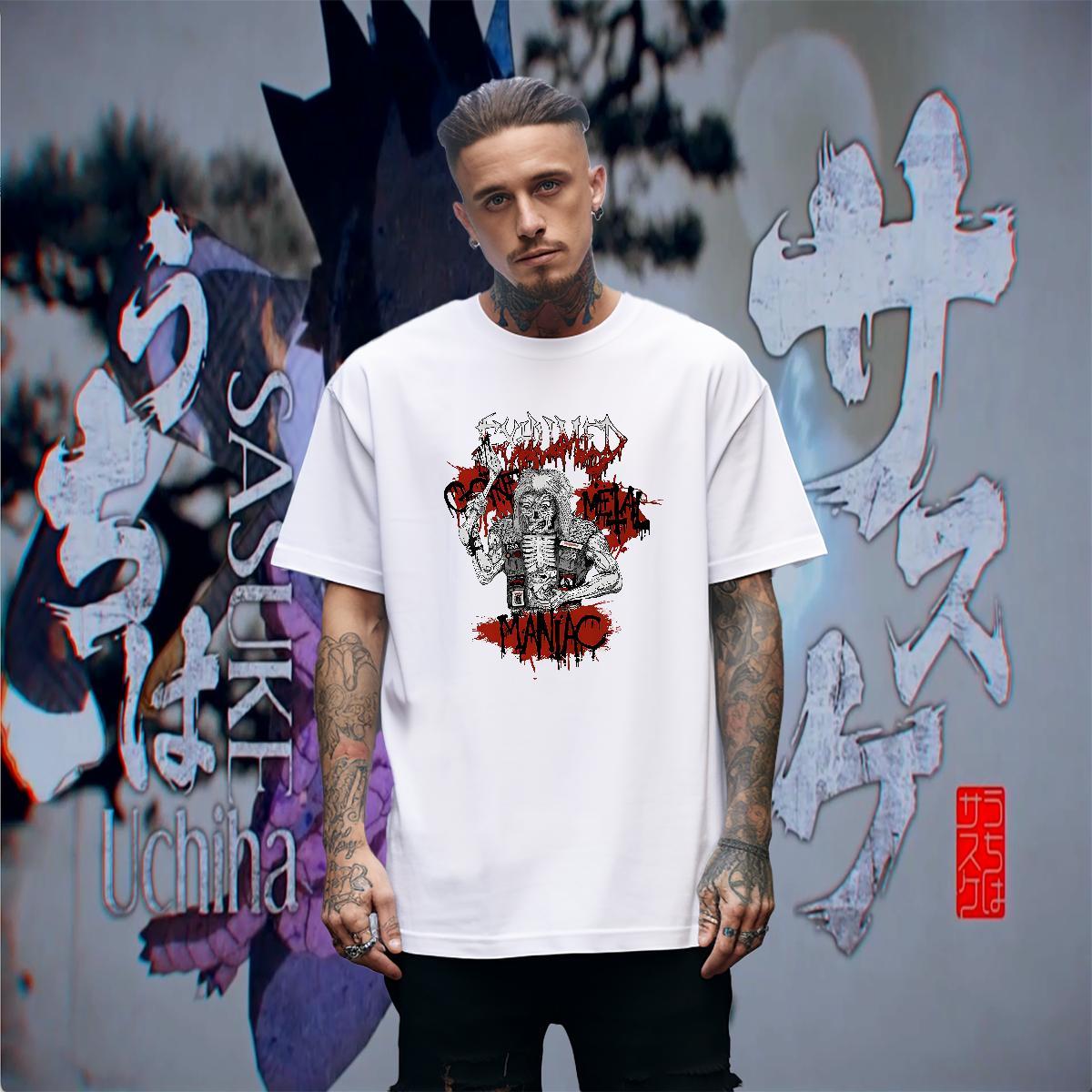 2024 New Anime Printing Street Men Tshirts skull Breathable Soft 230g Cotton T-Shirts for Men Popular Customized Print Tops Tees