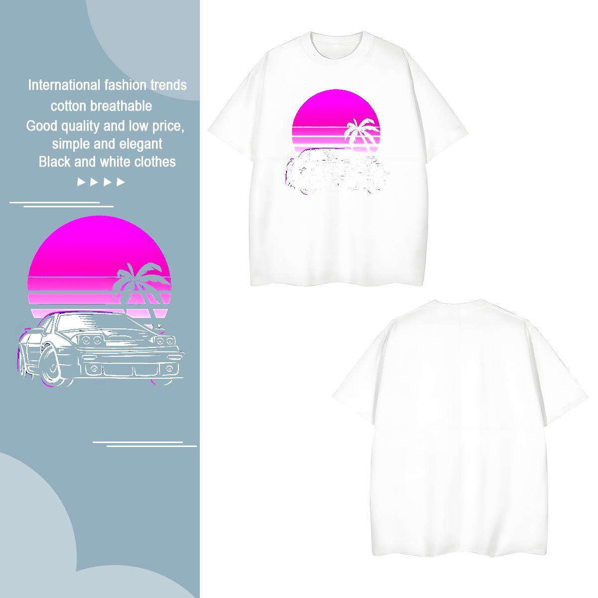 Loose car T Shirt For Man Daily Wear Couples T Shirts 100% Cotton 230g 2024 DIY Crew Neck Breathable Customized Tees