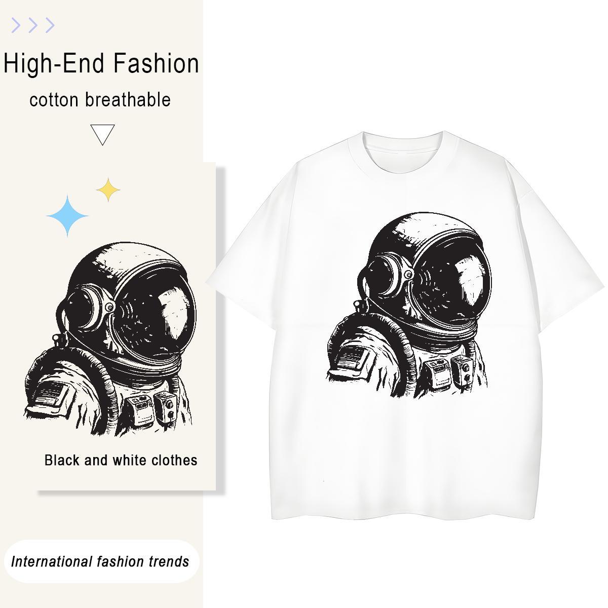 Soft Unisex Tshirts 230g Pure Cotton universe Casual Beach Woman T Shirts Breathable Crew Neck Cartoon Floral Printing Tee Shirt