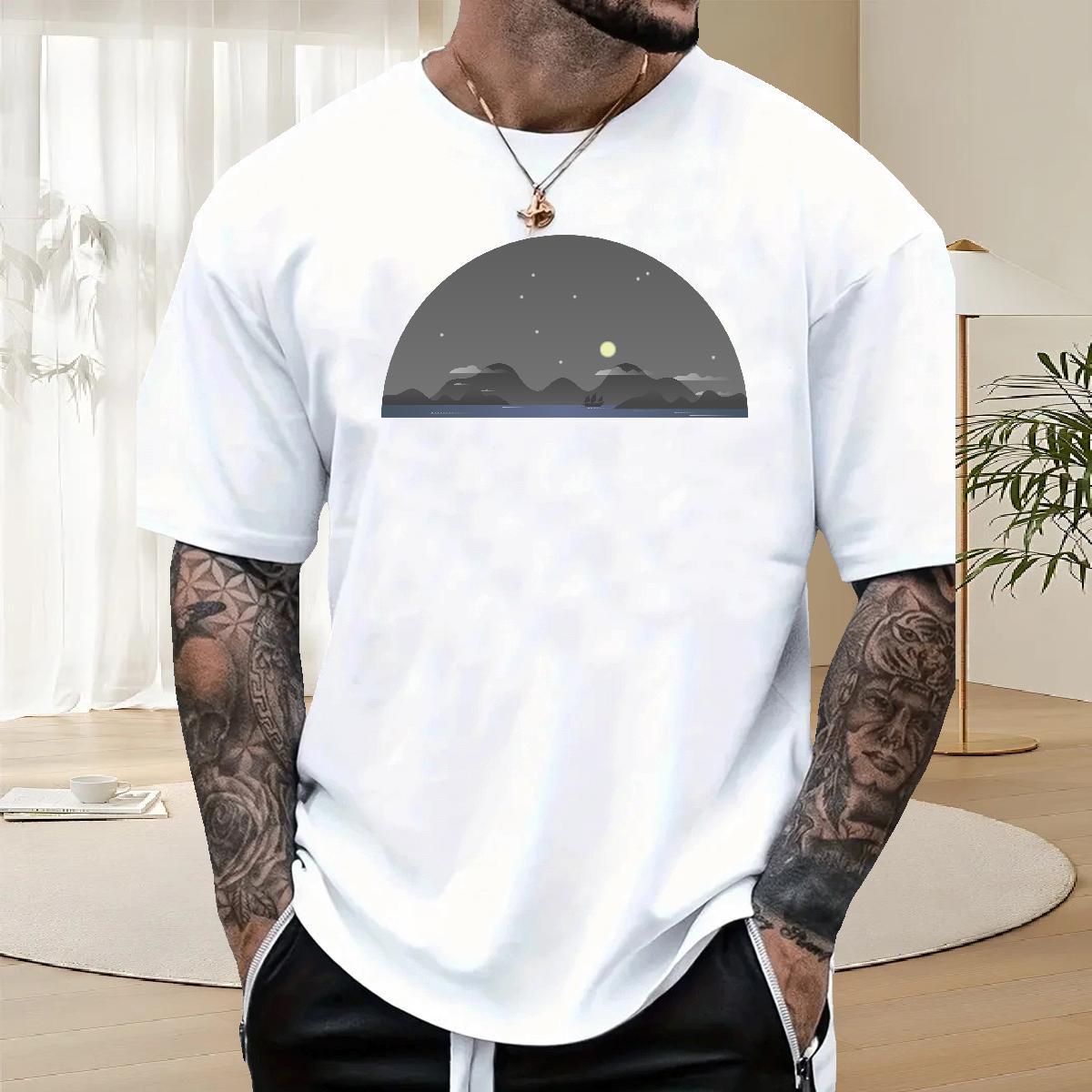 Classic Mens Tshirts Beach 100% Cotton 230g DIY Breathable sky Men T Shirts Brand Clothings