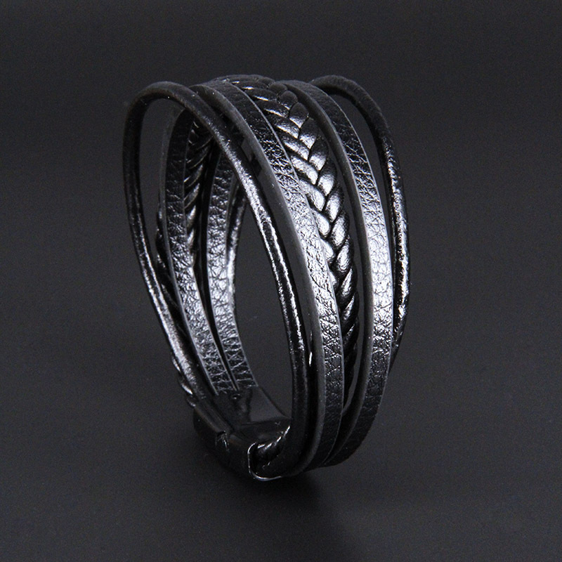 Popular Bracelet Multi layer Hand woven Men's Leather Rope Magnetic Absorption Retro Bracelet Bracelet Hand Accessories
