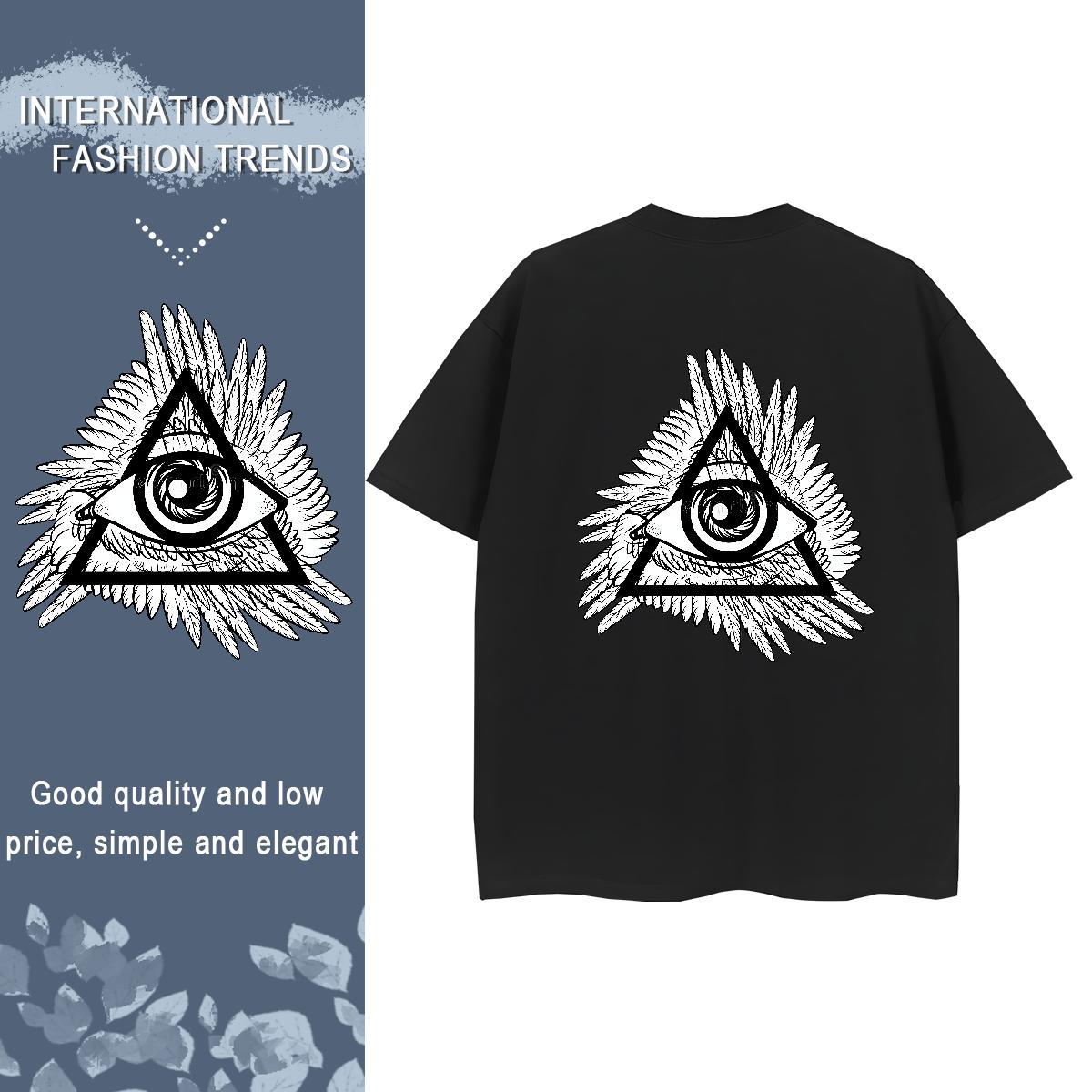 Custom T shirt 230g 100% Cotton Breathable Short Sleeve Spring Summer eye of the devil Women Tees Popular Graphic Tees Shirts