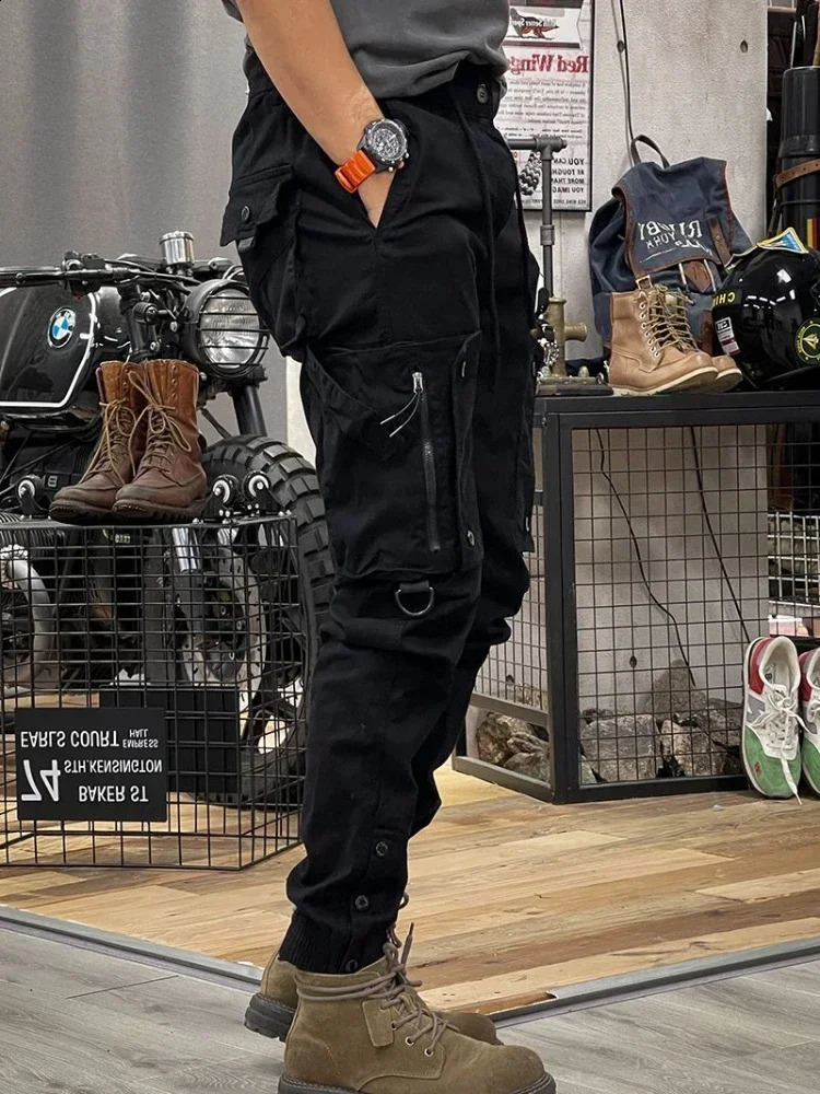 Mens cargo pants with multiple pockets mens Trousers bicycles motorcycles ultrathin hiking Emo spandex loose fitting formal wear 240821
