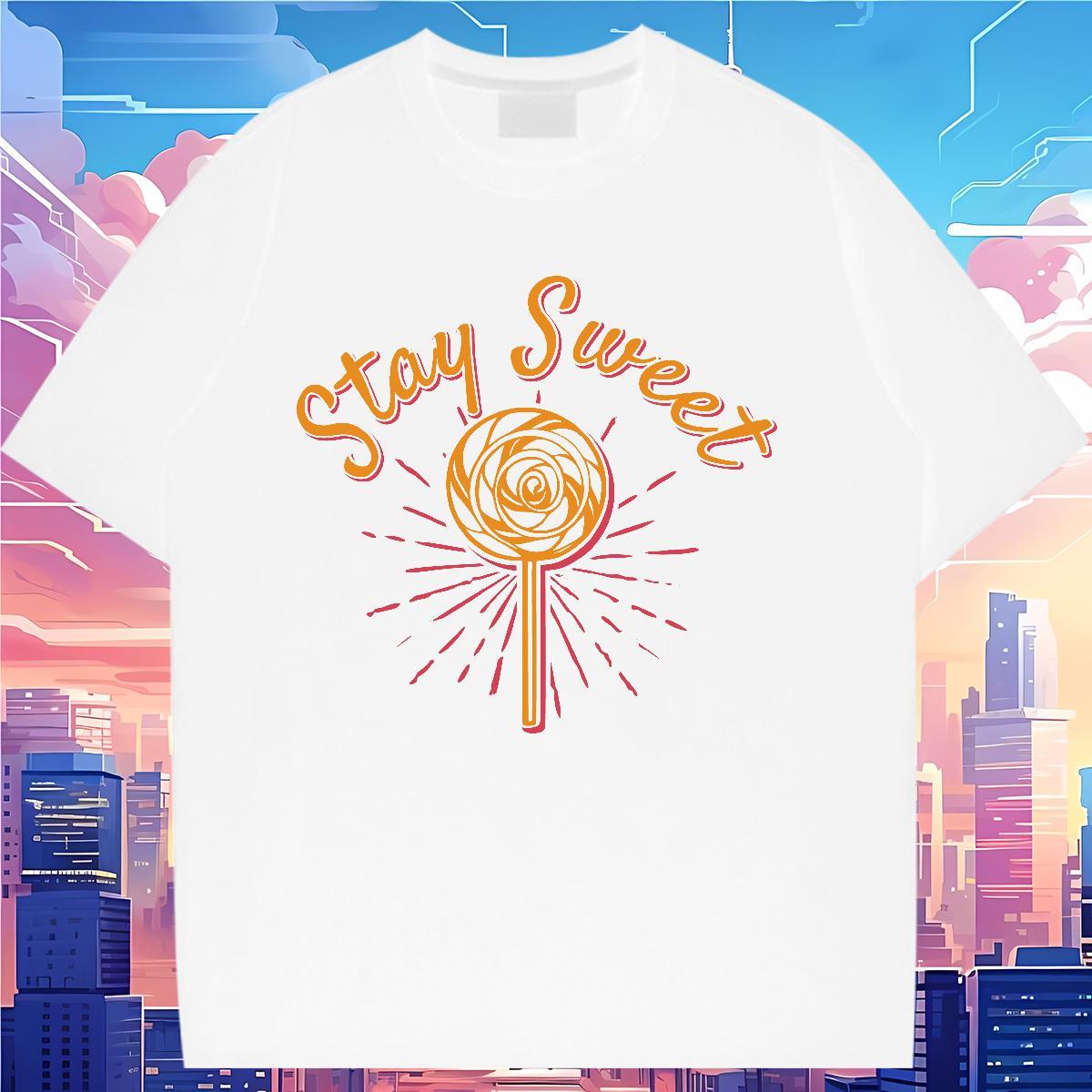 Brand Couples T Shirts 230g Cotton lollipop Casual Woman T Shirts Short sleeve Soft Oversized Top Shirts