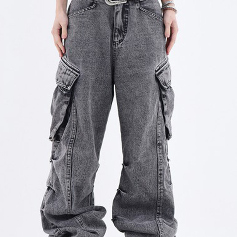 Designer Mens Jeans Black Flare Pants Men Clothing High Street Retro Baggy Harajuku Style Trend Streetwear Casual Trousers