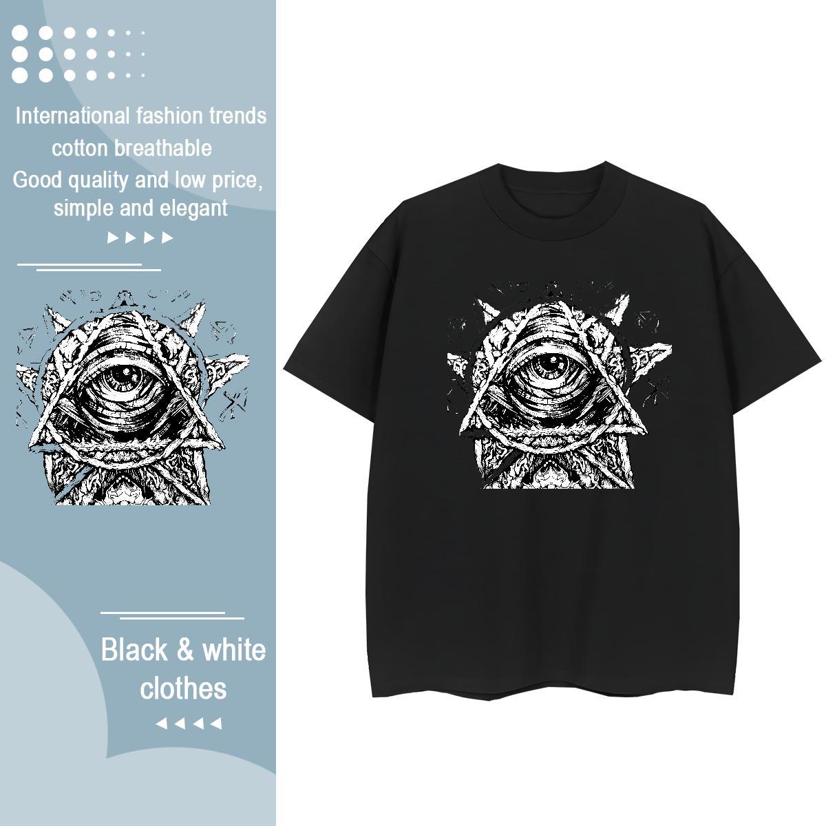 Custom Woman T Shirts 230g Cotton Crew Neck Breathable High Street Hip Hop eye of the devil Woman Tshirt Popular Custom Printing Tops Tees