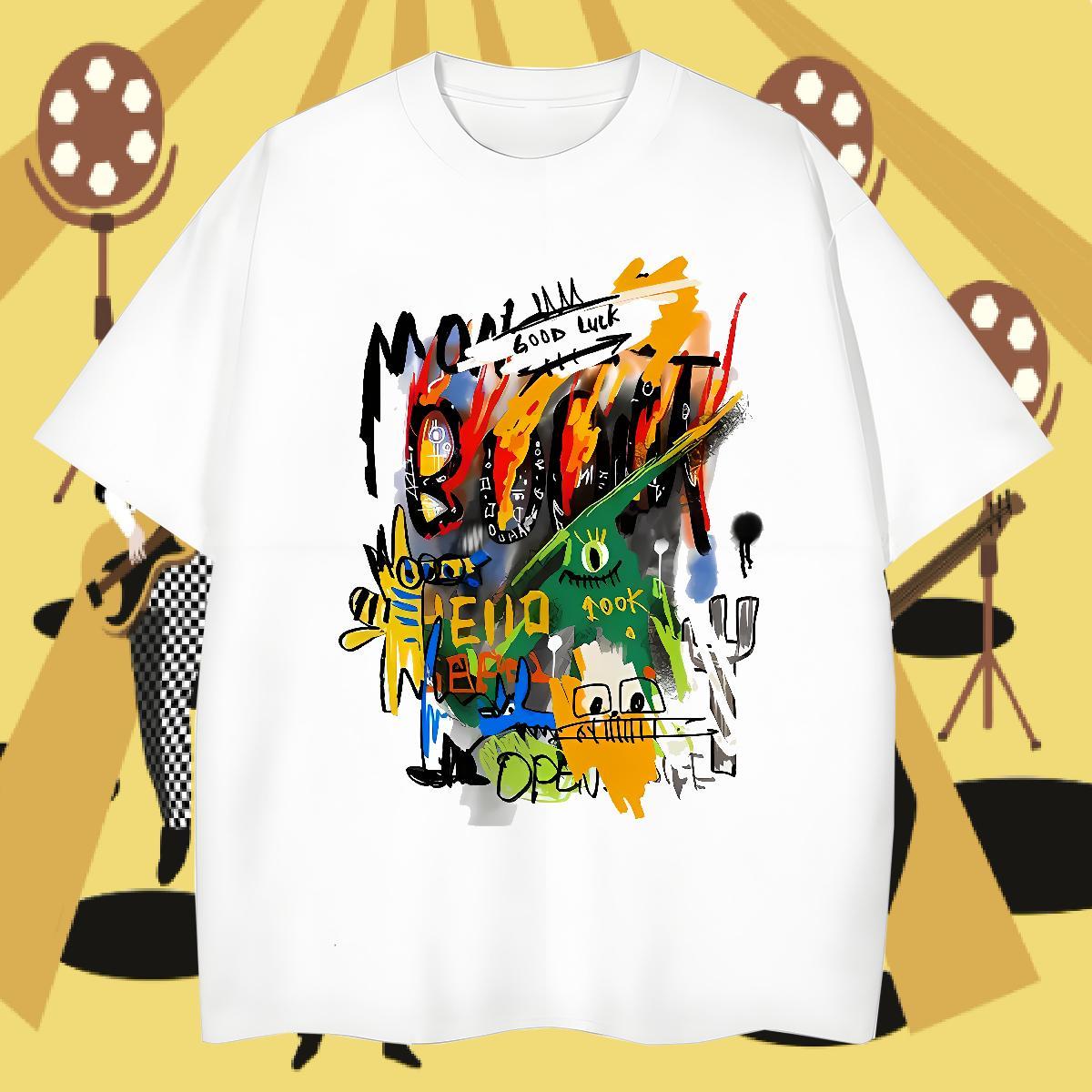 Designer graffiti Men Clothes T-Shirt 230g Pure Cotton T-Shirts for Men Custom Anime Spring Summer Breathable Soft Brand Tops