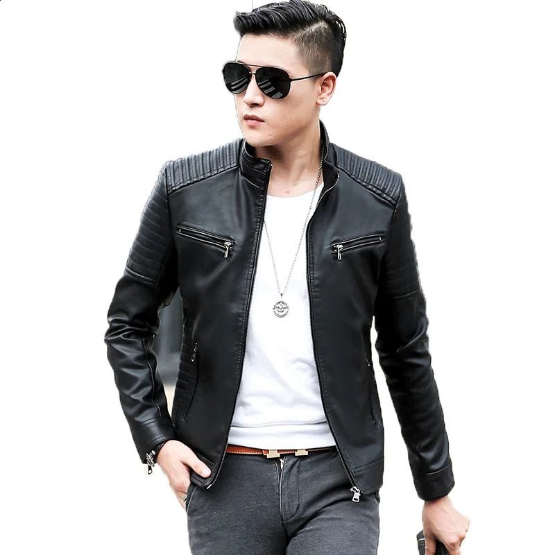 Mens casual PU Leather Jackets male spring Autumn Winter Casual Motorcycle Jacket For Men Windbreaker Biker leather Jackets 240822