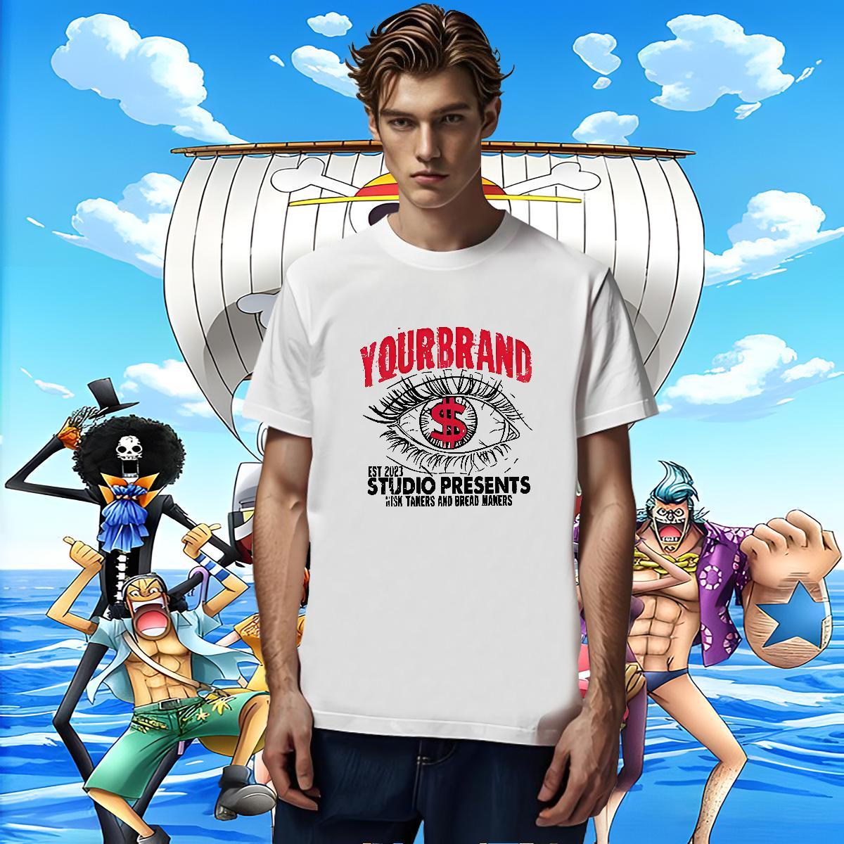 Classic Men Tees Casual Beach 230g Pure Cotton Custom Anime Crew Neck Breathable eyes T Shirts Men Fashion Clothings