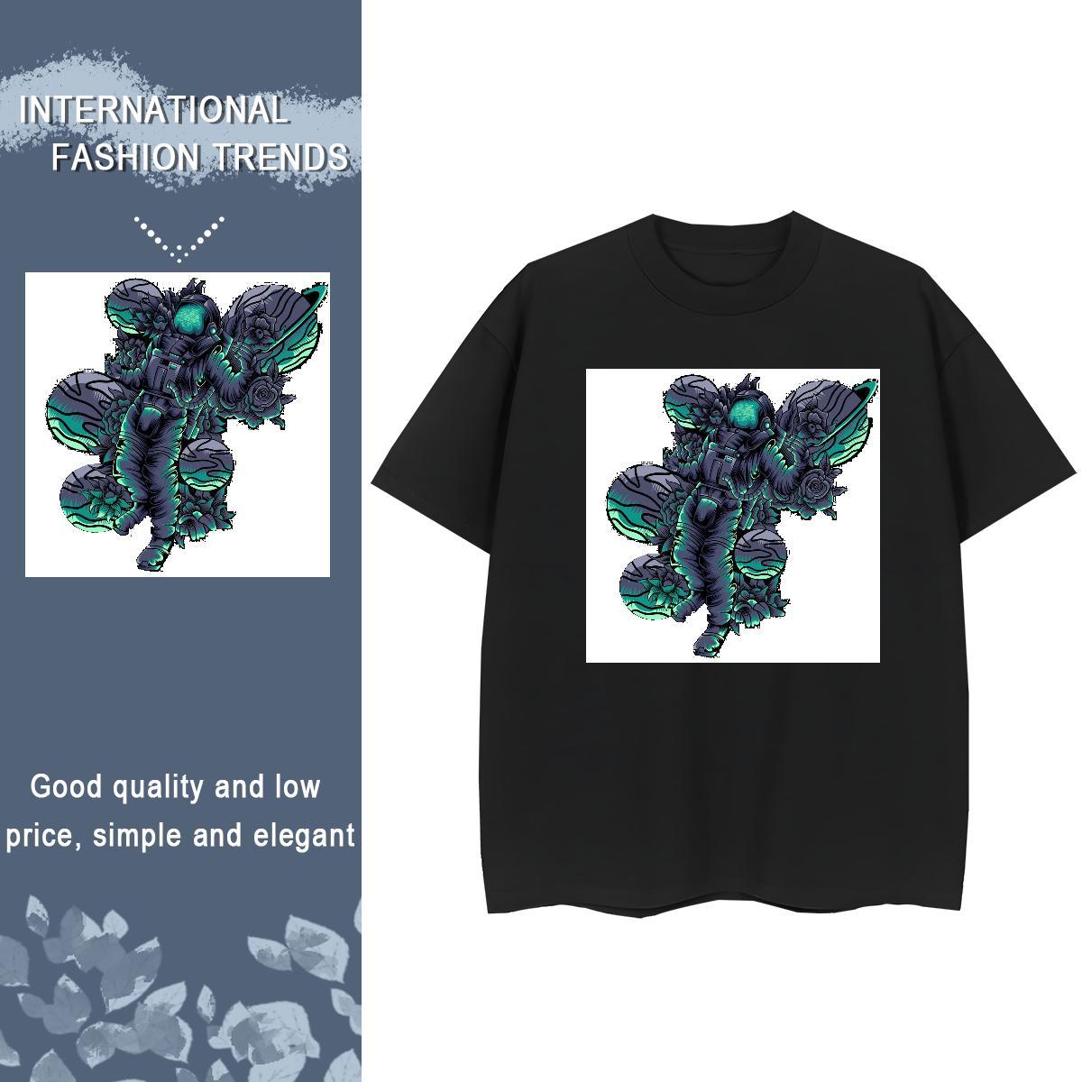 Unisex Women Tshirts 100% Cotton 230g spaceman Sports Casual T-Shirts Crew Neck Breathable Plus Size Custom Clothings