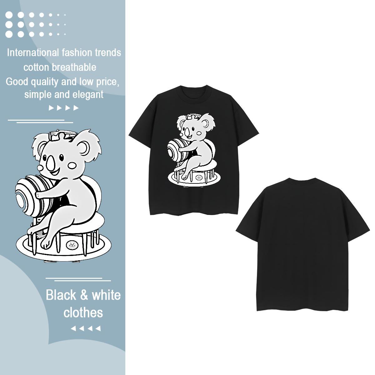 Brand T-Shirts for Women Breathable Short Sleeve 100% Cotton 230g Womens Tshirts Plus Size Cartoon bear Casual Female Tops