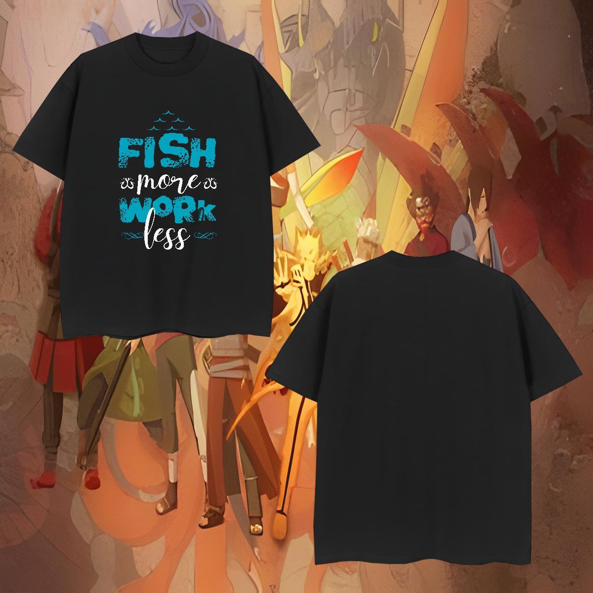 Free Shipping fish Men T Shirts Street wear Hip Hop Men Tshirts 230g Pure Cotton DIY Customized Short Sleeve O-Neck Black White Top Tees