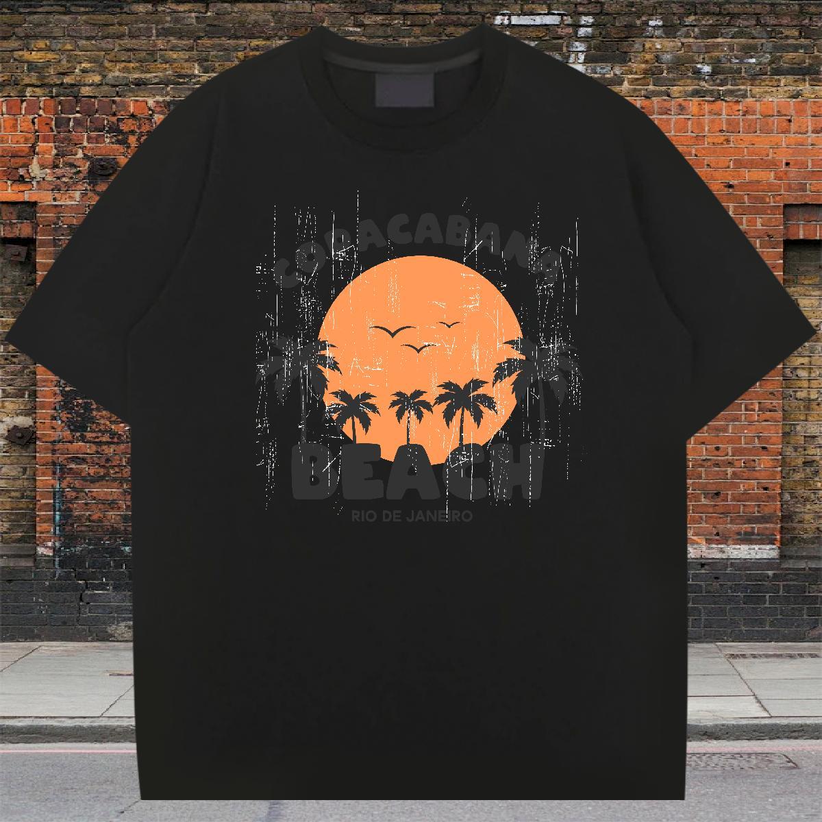 TOP Quality Men Clothes T-Shirt Casual Beach 100% Cotton 230g Custom Cartoon Crew Neck Breathable beach T Shirt For Man Wholesale Tops Tees