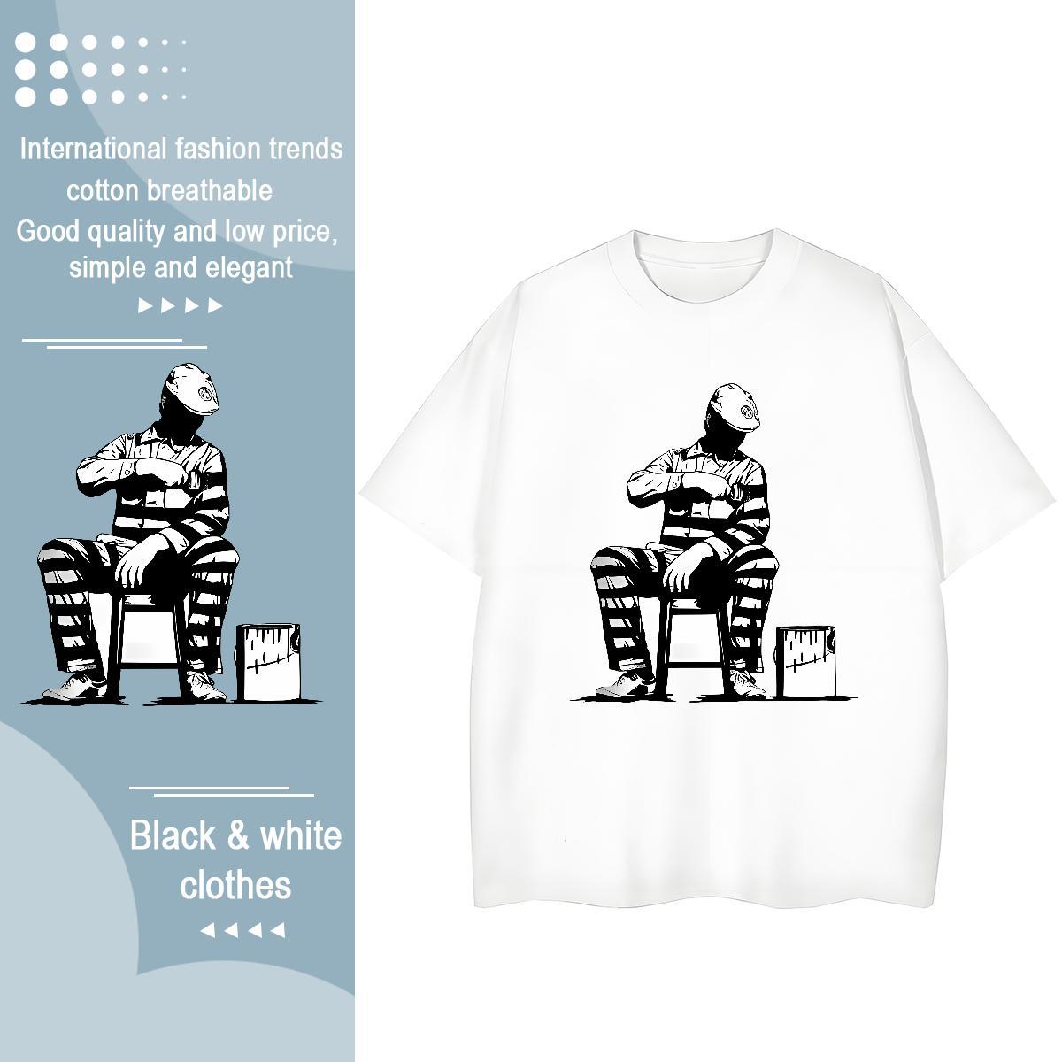 Fashion Casual T Shirt For Woman 230g Pure Cotton Breathable Short Sleeve High Street Hip Hop character Women Tees Unisex Anime Polos