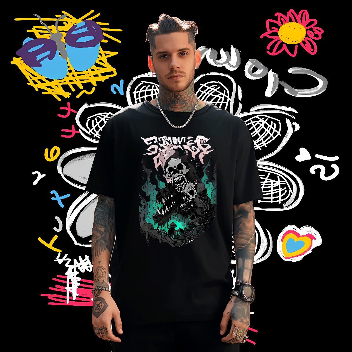 Cool Design Mens T Shirts 230g Cotton skull Sport White Plus Size Breathable Men Tshirts New Arrival Polos