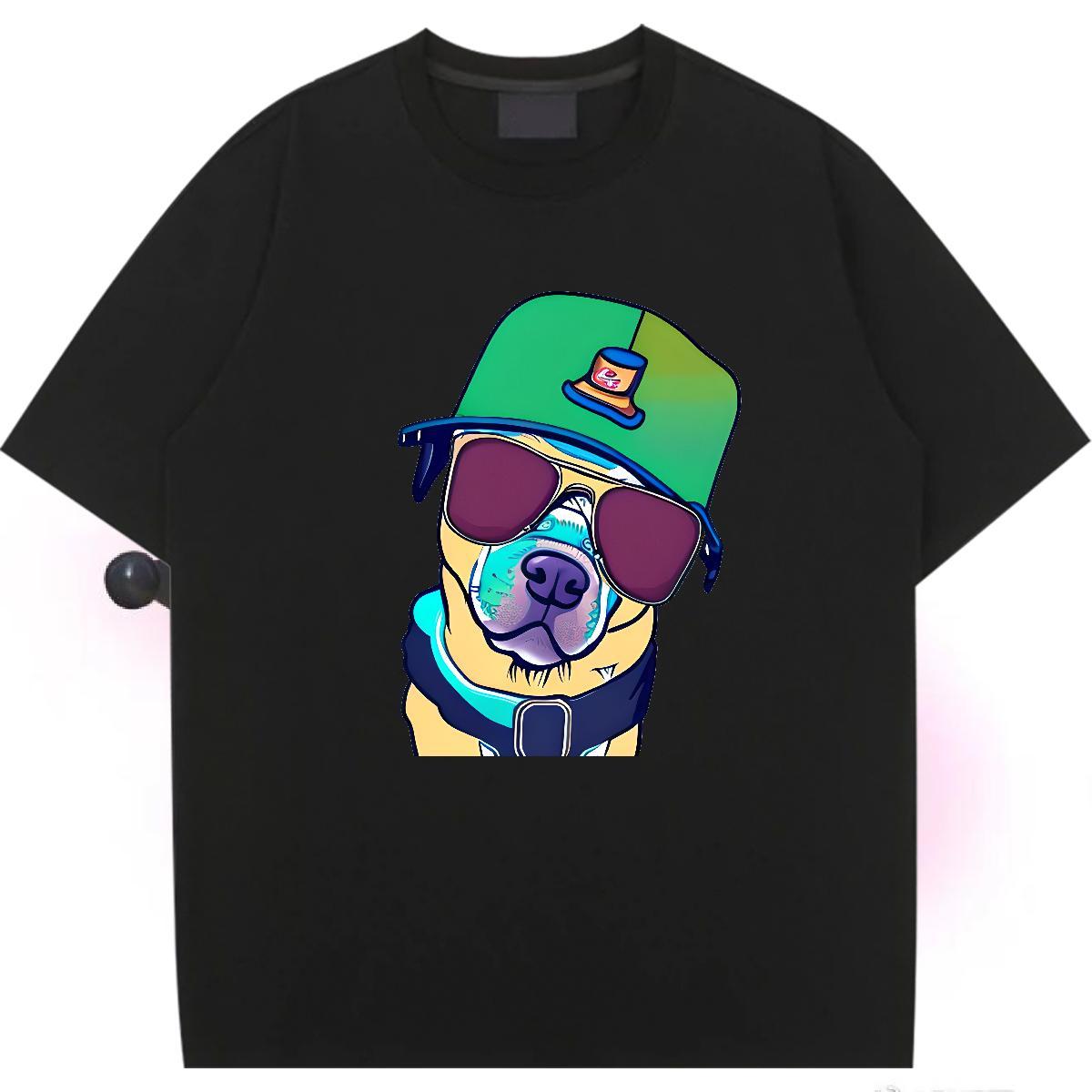 Fashion Casual T-Shirts for Women O Neck Short Sleeves 100% Cotton 230g Couples T Shirts Anime Print dog Hip Hop Street High quality Clothings
