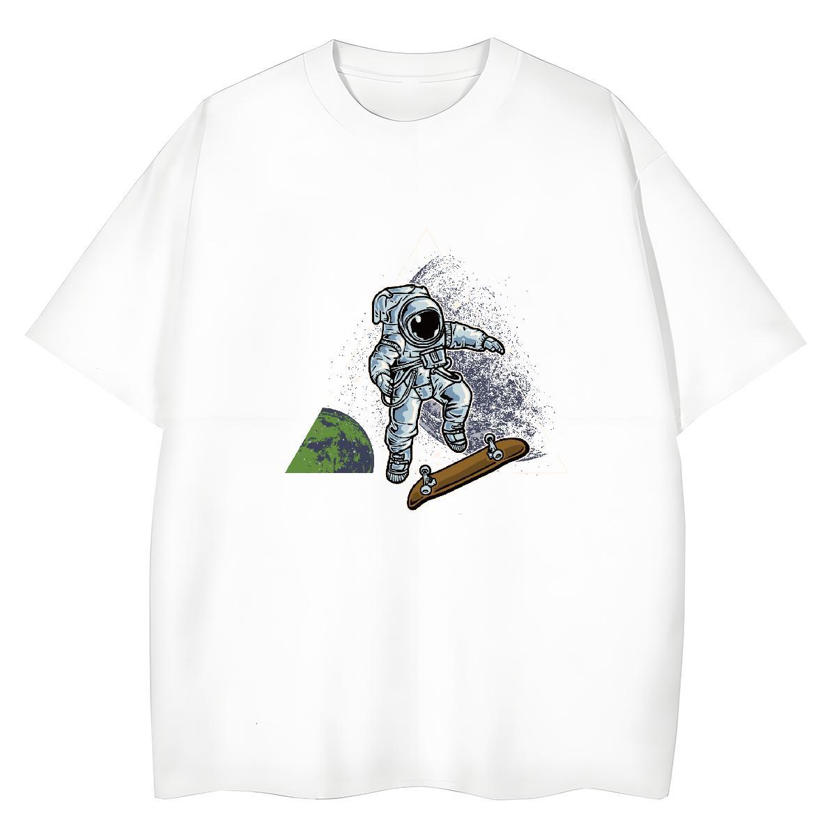 Loose Couples T Shirts 230g Pure Cotton universe Hip Hop Street T Shirt For Woman Crew Neck Breathable Plus Size Cartoon Clothings