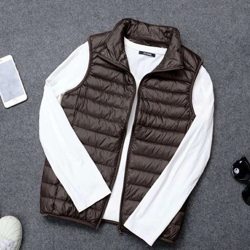 autumn and winter mens ultra light duck down vest white sleeveless jacket warm 240822