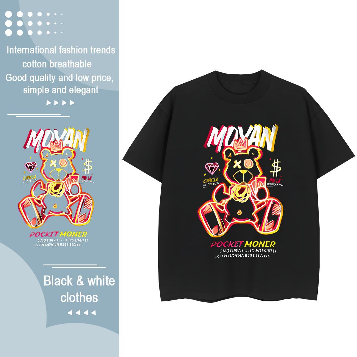 Stylist T-Shirts for Women O-Neck Short Sleeve 230g Pure Cotton Unisex Tshirts Custom Printing bear Sports Street Wear Nice Tops Shirt