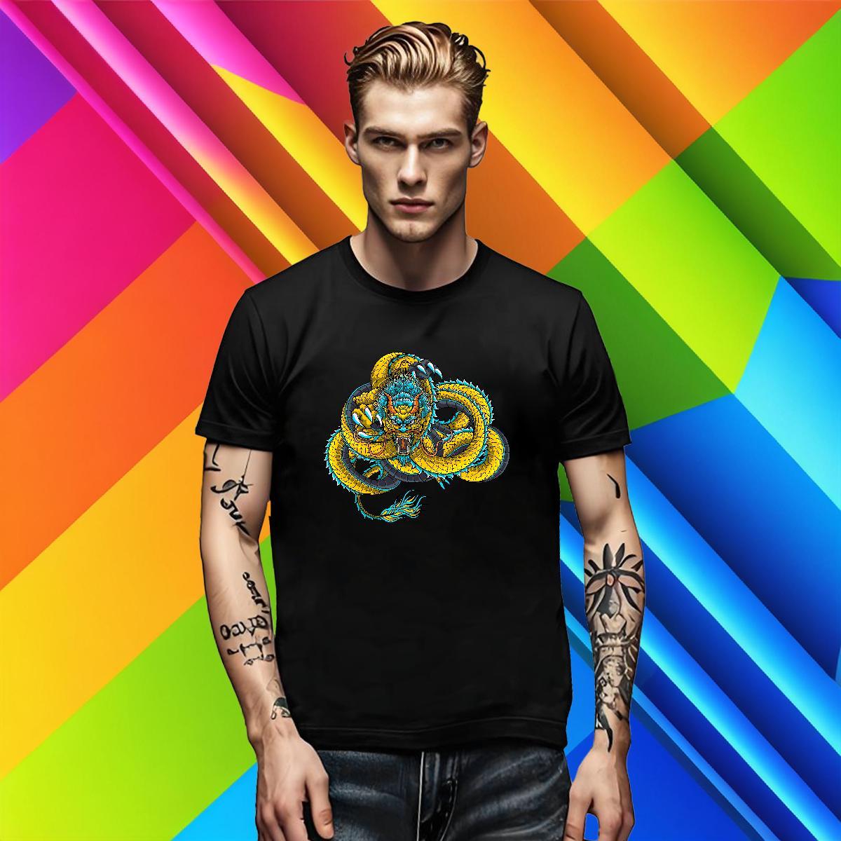 Classic Couples T Shirts Sports Casual 230g Cotton Black White Crew Neck dragon Man T Shirts Wholesale Tshirts