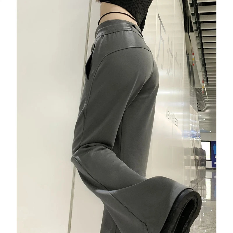 Korean Micro Flare Pants Women Draping Slim High-Waisted Streetwear Solid Harajuku Y2K Sweatpants Fashion Loose Casual Trousers 240821