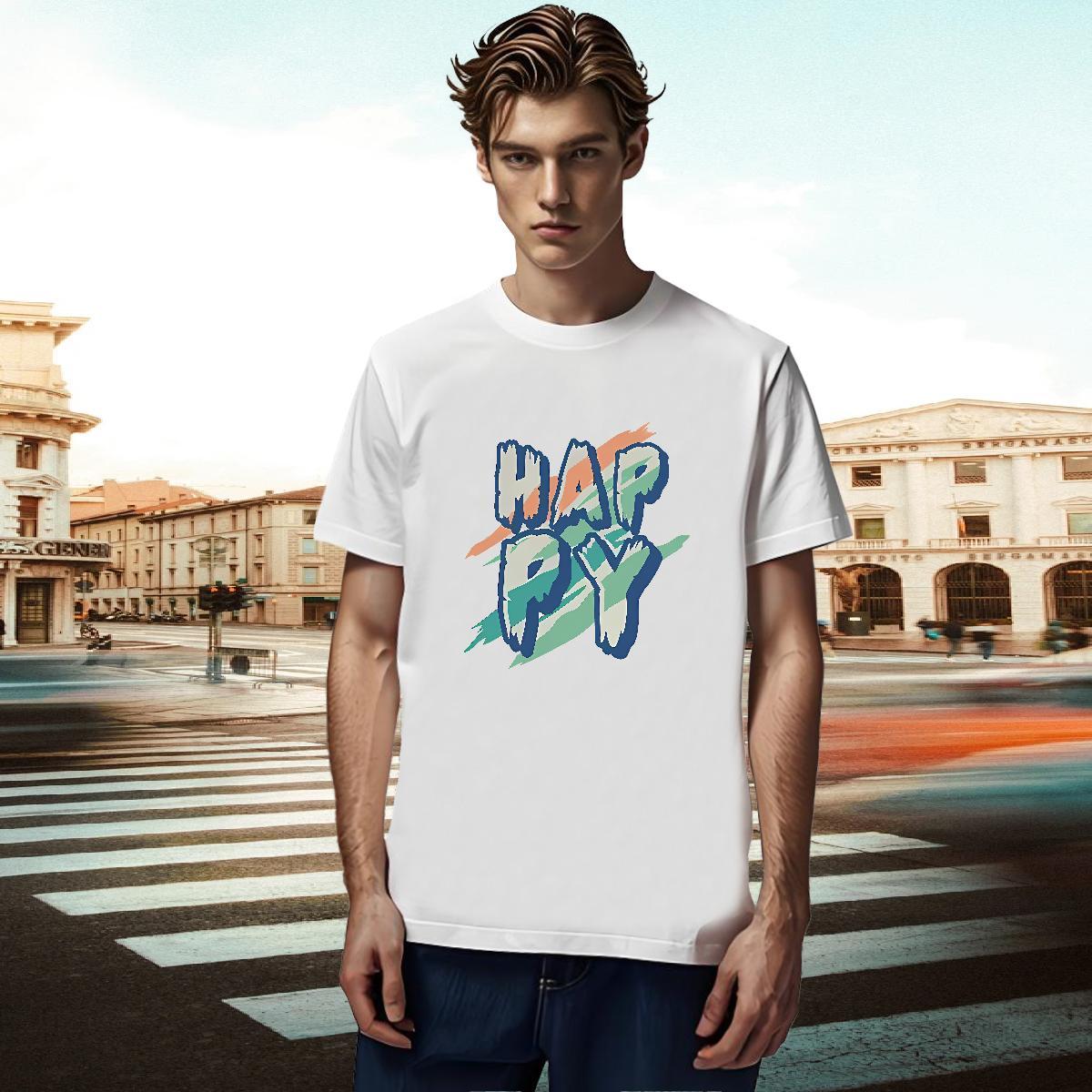 Cool Men Tees Home Outdoor 100% Cotton 230g Custom Anime Short Sleeve O-Neck happy Mens T Shirts Fashion Designer Tees Shirts