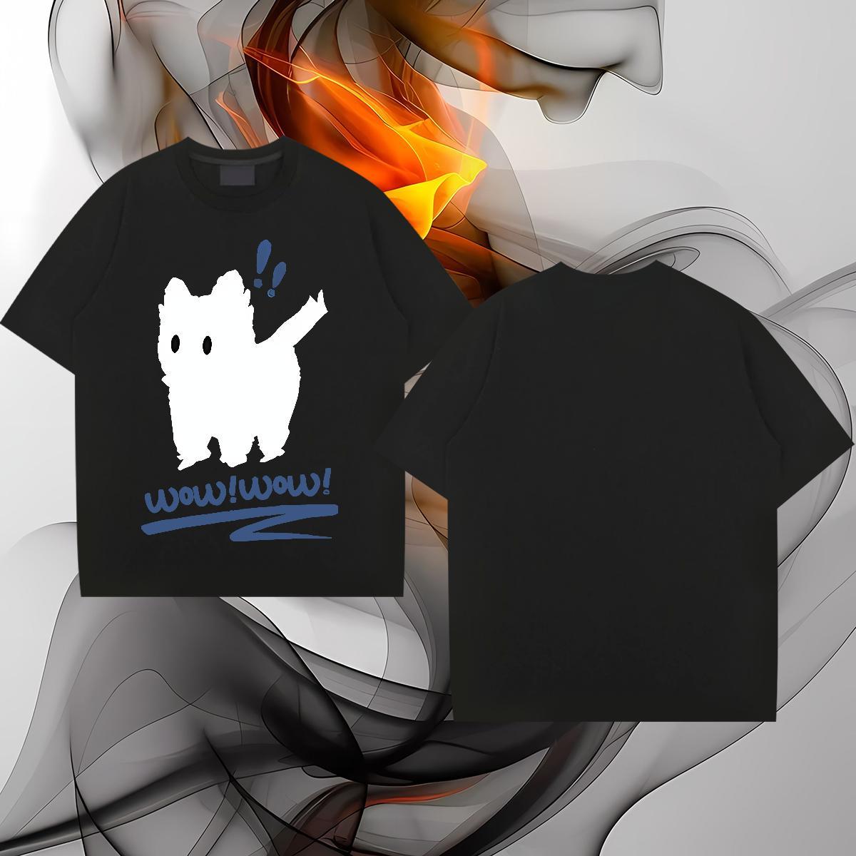 Free Shipping Man T Shirts dog Breathable Soft High Street Hip Hop Anime 230g Pure Cotton Men Tees 2024 Summer Tshirts